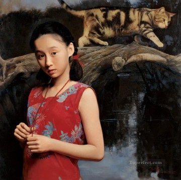 chicas chinas Painting - Escucha la lluvia JMJ Chicas Chinas